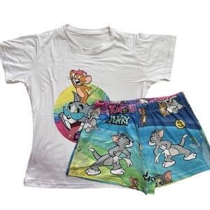 Tom and Jerry  Pajamas Set - White and Blue